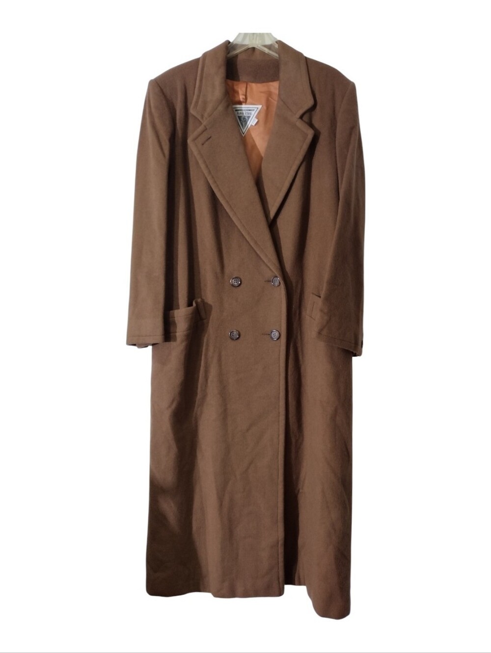 Vintage Classic Double-Breasted Long Brown Women's Coat